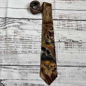 Vintage World Wildlife Fund WWF The Serengeti 100% Silk Neck Tie Lion No 149